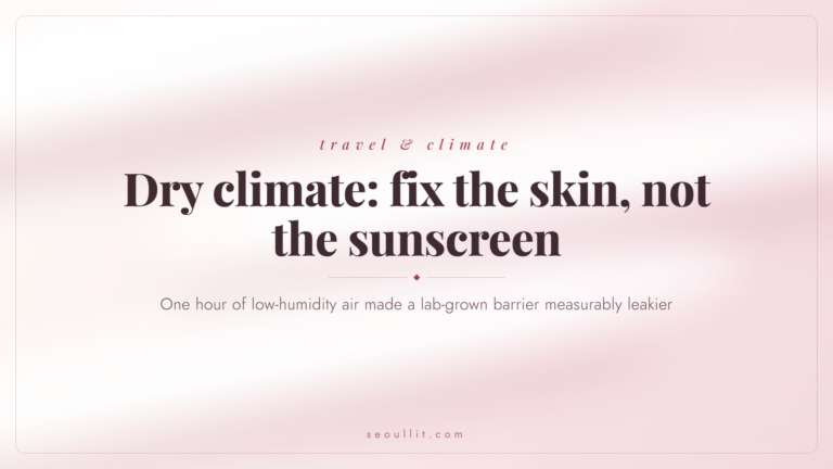 Dry climate sunscreen: one hour of low-humidity air made a lab-grown barrier leakier