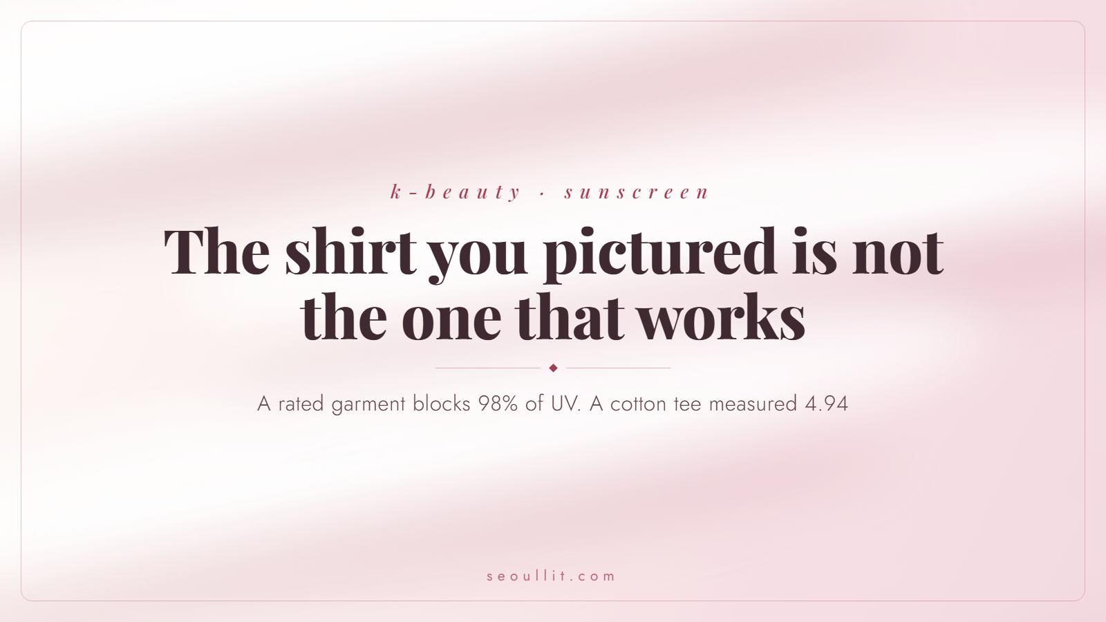 UPF clothing vs sunscreen: a rated garment blocks 98%, a cotton tee measured 4.94