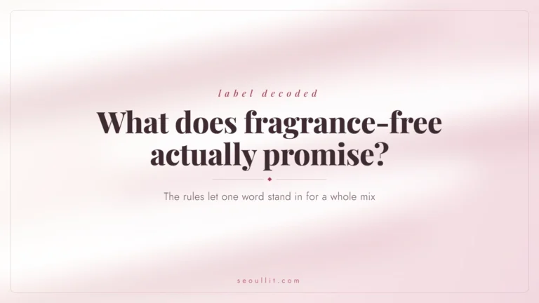 Fragrance-free Korean sunscreen: the labeling rule lets one word stand in for a whole mix